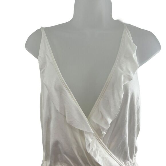 Topshop Womens Small Romper Jersey White Wrap Cover Up Romper Strappy - Picture 6 of 14